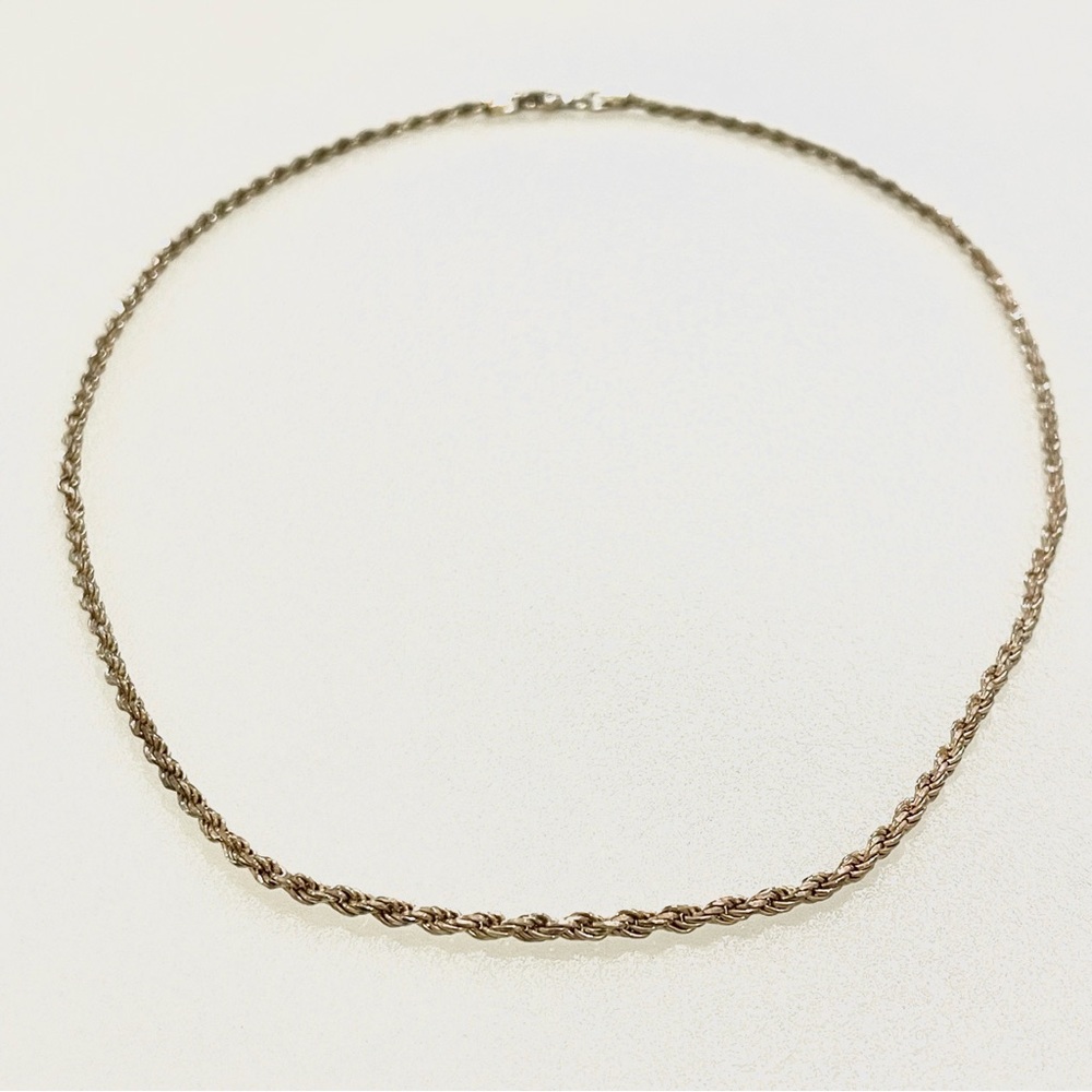 Vintage 925 Sterling Silver Gold Tone Twisted Spiral Rope Chain 18” Necklace